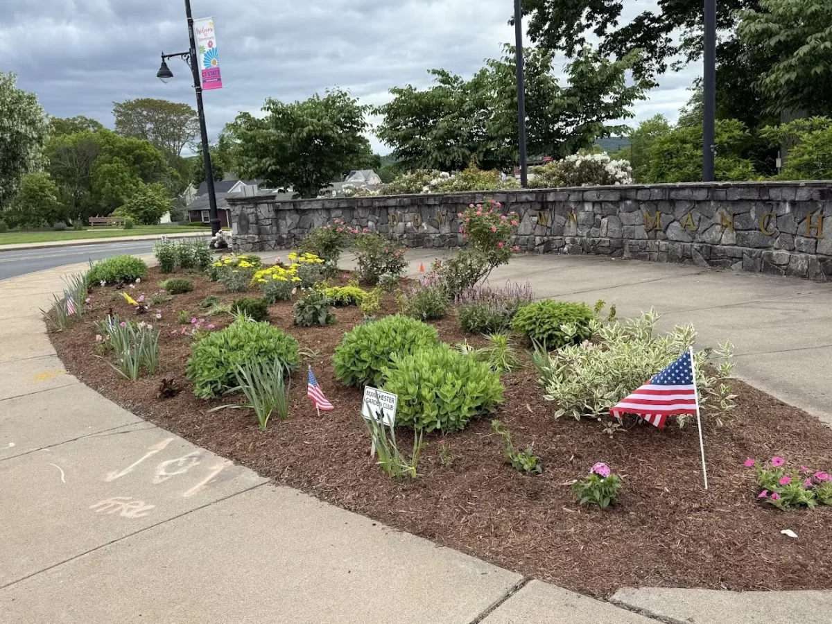 Manchester Ct Gateway Garden maintained by the Manchester Garden Club